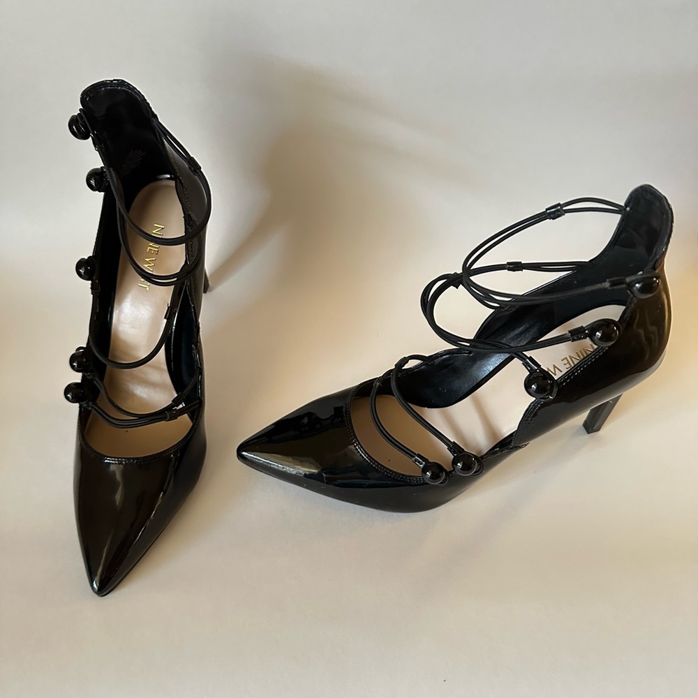 Nine West black ankle strap shoes